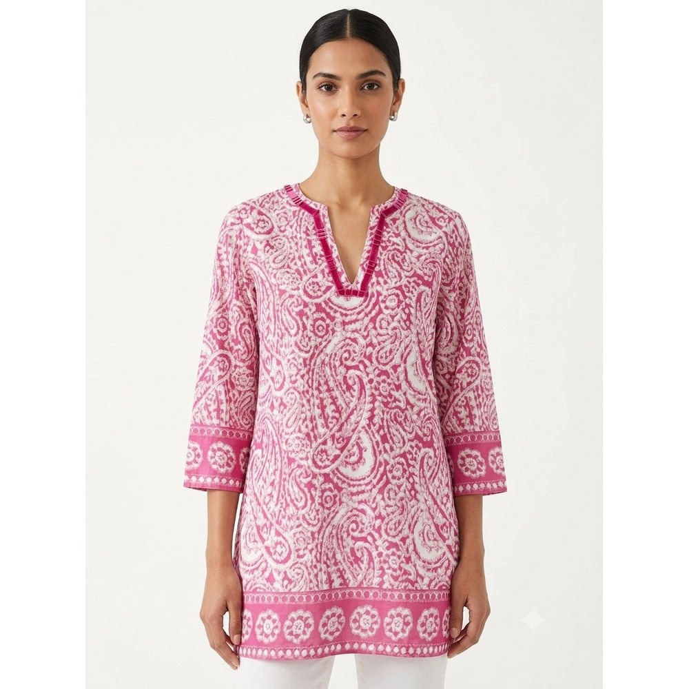 Brooks Brothers Pink Paisley Tunic Top - Women Size XS